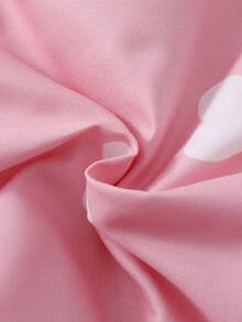 SHEIN Elladie kids 冬季女童休閒西式嬰兒白色愛心印花連帽中長款棉外套，毛邊飾，極地抓絨內裡，彈性腰帶，寬鬆版型 - 粉色 - 查看 8