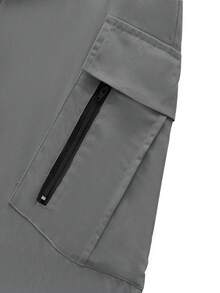 Manfinity Homme Men's Casual Solid Color Cargo Pants - smoke gray - View 5