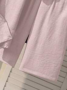 SHEIN 大童男孩夏季休閒襯衫短褲兩件套 - 粉色 - 查看 5