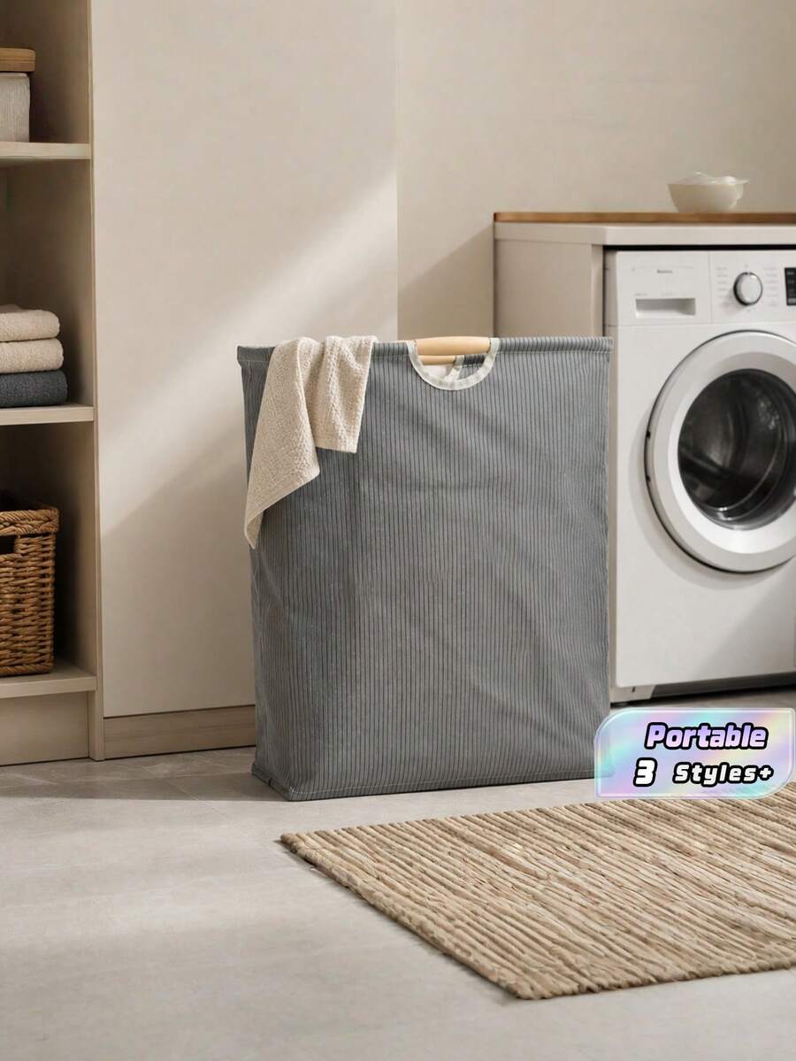 Cesto per il bucato in bambù con ruote da 60L con coperchio, dotato di sacchetto per il bucato rimovibile, design pieghevole con manico. Cesto extra grande e pieghevole per i panni sporchi, pratico contenitore per lo stoccaggio del bucato domestico - Multicolore - Visualizzare 1