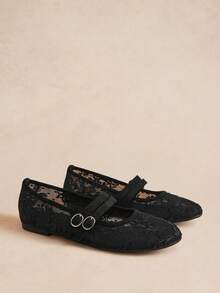 Rosivie 黑色網布女款平底鞋 法式氣質 秋冬春夏款 時尚性感軟底鞋 - 黑色 - 查看 8