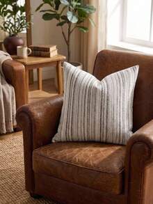 Cirelle 1 Stück/2 Stücke Ganzjahres-Kissenbezug im Boho- & Landhausstil, gestreifter Chenille-Kissenbezug mit Tufting, neutraler Farbton, ohne Füllung für Sofa, Tagesbett, Wohnzimmer - Grau - Übersicht 2