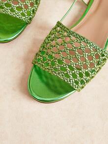 Rosivie Women's Bohemian Style Buckle Design Casual Flat Sandals - Apple green - View 3
