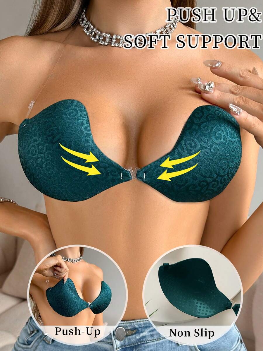 SHEIN 女用自黏式乳貼乳貼花,適用於露背與夏季穿搭 - 墨綠色 - 查看 1