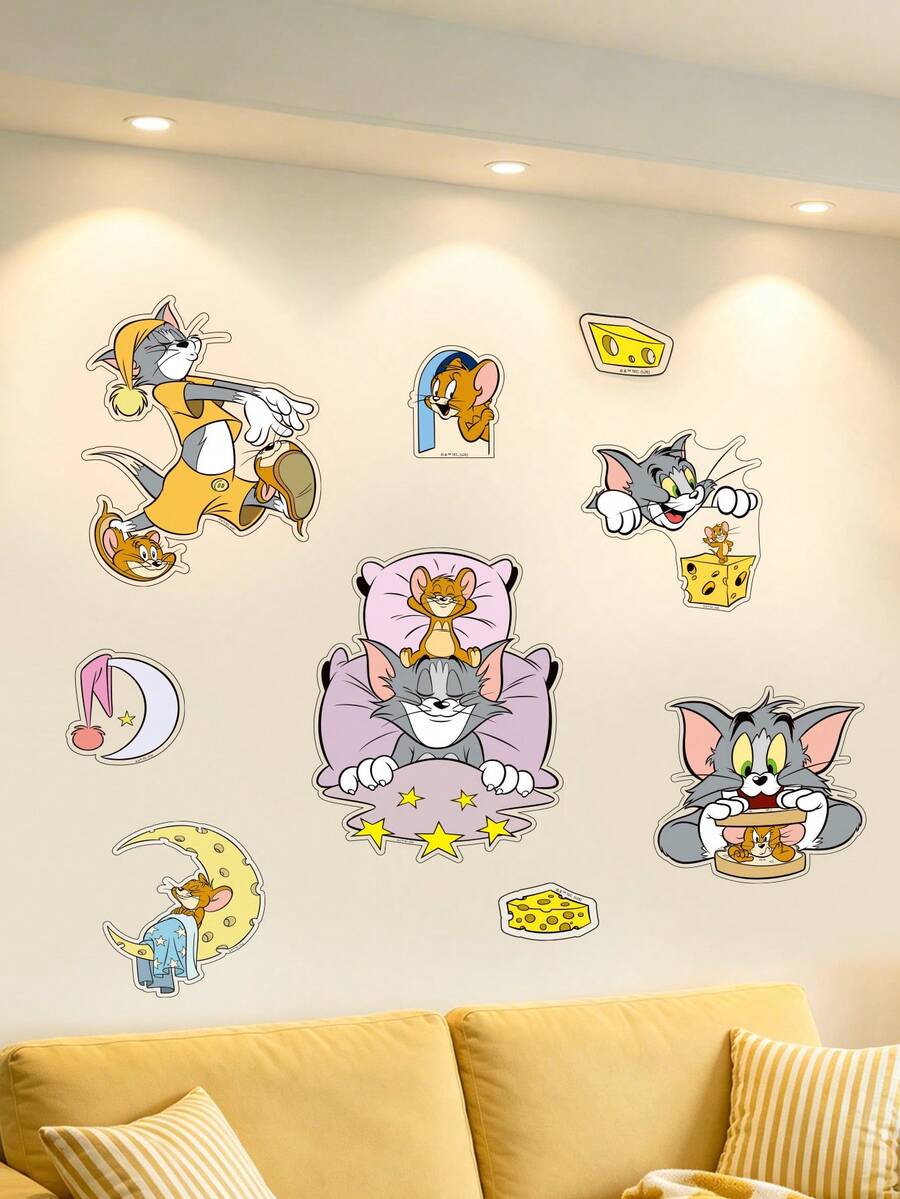 TOM & JERRY X SHEIN Cartoon Stickers, Suitable For Water Bottles, Mobile Phones, Protective Cases, Laptops, Skateboards, Refrigerators, Etc., Gifts - multicolor - View 1