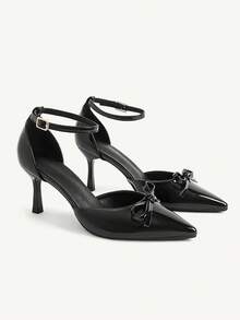 CUCCOO CHICEST Spitze Stiletto Schwarze Schleife Damen High Heels Schuhe Modisch Und Sexy Vier-Jahreszeiten Pendeln Täglich Vielseitig Einfach Damen Cut Out High Heels - Schwarz - Übersicht 2