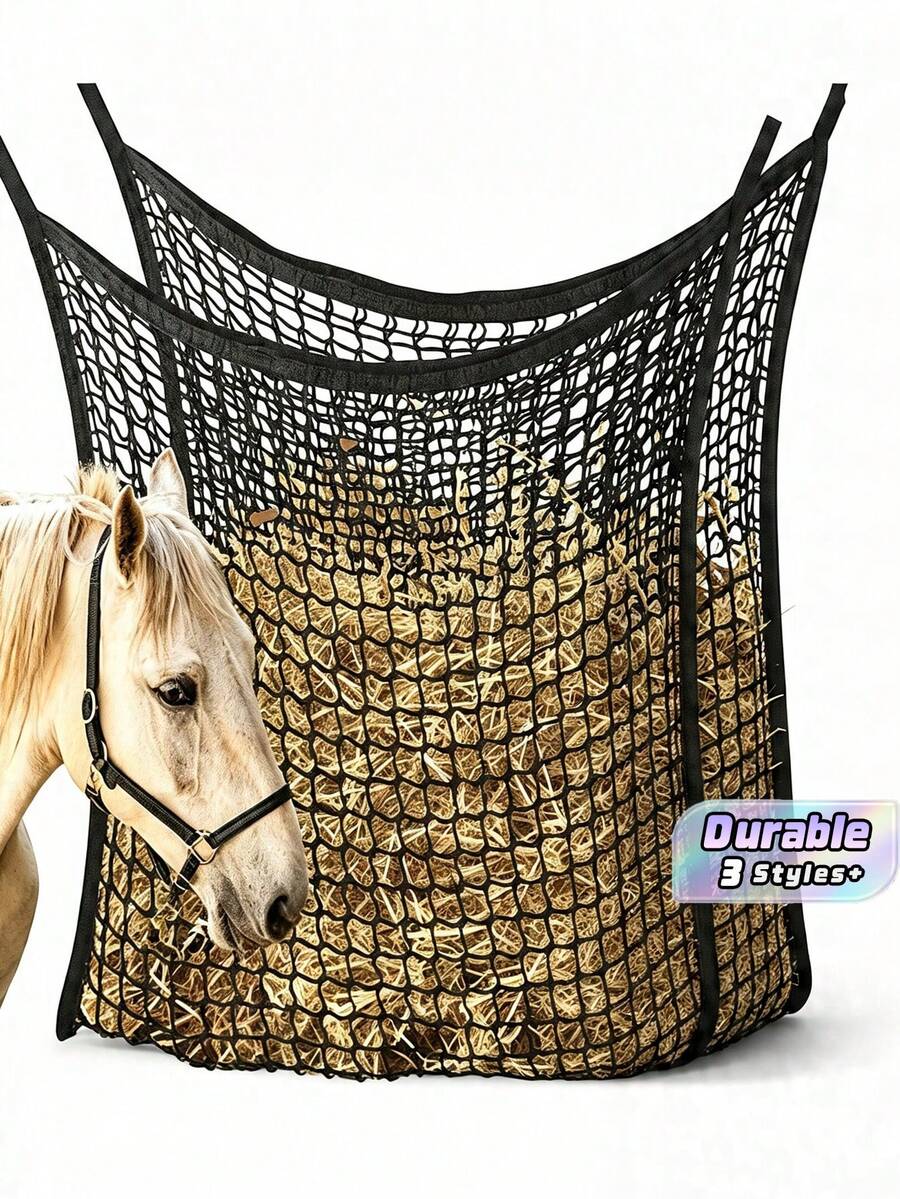 1 Hay Net, Suitable For Horses And Goats - Slow Feeder, Large Opening Design, Easy To Fill, Nylon Feeding Bag - Multicolor - View 1