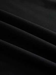 EMERY ROSE Minimalist Black Color Block Design Casual Fashion V-Neck Short Sleeve T-Shirt - Multicolor - View 3