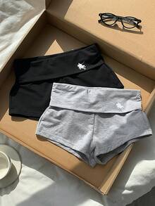 Comfortcana 女款騎士印花休閒百搭日常穿著短褲 2件套 - 彩色 - 查看 4