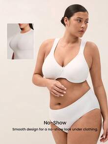 LUVLETTE Plus White 無內墊全罩式鋼圈內衣，無勒肩帶，側背收平運動內衣，縮胸基本款 SizeFreedom - 白色 - 查看 6