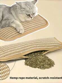 Sisal Cat Scratcher Board With Catnip Pillow Toy, Interactive Scratch Mat For Self-Entertainment, Durable Dental Chew Toy For Healthy Teeth & Happy Cats - Multicolor - View 7