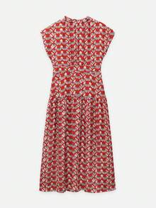 Nöista Red Printed Maxi Dress With A-Line Fit For Summer, Vacation And Casual Elegant Looks. - Red - View 8