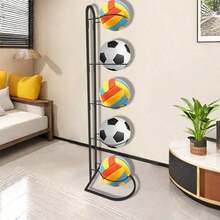 Estantería multifuncional para almacenamiento de balones de baloncesto para el hogar - Negro - Ver 9