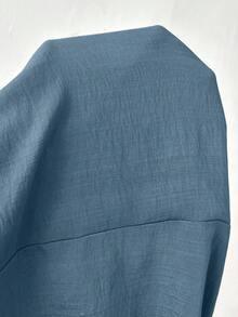 Weeklong Mono casual texturizado holgado con fruncido para otoño - Azul - Ver 4