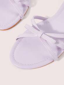 CUCCOO DOLLMOD Ladies Light Purple Comfortable Flat Bottom Sandals, Sweet Style Bow Decoration - Light purple - View 4