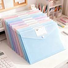4/12PCS Classic Style A4 File Folders - Transparent PP Envelope Folders With Snap Closure, Thick High-Capacity Storage Pouches, Suitable For Students And Office Use, Professional Look, Streamlined Design, Durable Material, File Sleeves, Business Use - Thickened portfolio - View 10