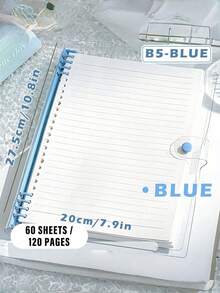 1PC/360page- B5 Clear Soft Leather BulkNotebook, With Perforated Pages,B5 Loose-LeafNotebook With Thick Coil , Light Green Light Blue Milky White,Smooth Writing Paper Binder - Velvet TexturedCover,School Supplies,Back To School - multicolor - View 14