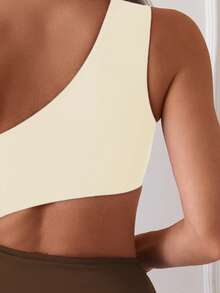 SHEIN Swim 1 件女士拼色镂空连体泳衣 - 棕色 - 查看 4