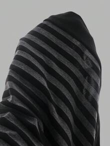 Tween Girl Fall Tops Fall Striped 2 In 1 Halter Neck Long Sleeve Top, Cold Shoulder Design With Atmospheric Vibe, Autumn - Black - View 7