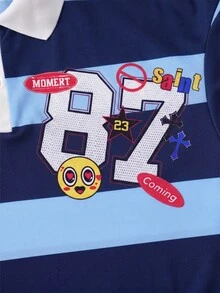ROMWE MEN Street Life Áo thun polo cổ bẻ in rồng phong cách đường phố cho bé trai tuổi teen, phù hợp mặc hằng ngày, phong cách xuân/hè - Nhiều màu - Xem 6