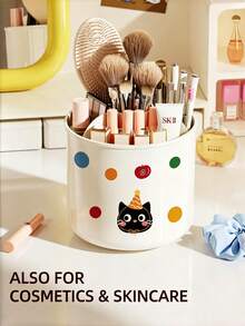 Desktop Stationery Storage Box With Multi-Functional And High-End Feel, Drawer Compartments, Large Capacity, Student Cosmetics, And Rotating Pen Holder - View 2