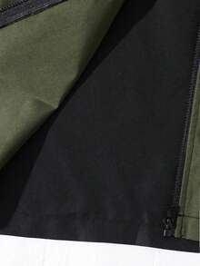 SHEIN Kids 2pcs Tween Boy Casual Sports Pattern Colorblock Hoodie Jacket & Pants Set, Suitable For , School, Daily Casual, Vacation, Sports, Autumn/Winter - Army Green - View 9