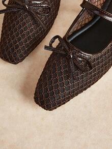 Rosivie Brown Hollow Breathable Mary Jane Shoes, Double Buckle Design, Retro And Comfortable Commuting Flat Shoes Fall Shoes - Mesh brown - View 3