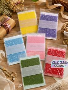 15Pcs Textured Scrapbook Paper & Mesh Fabric Combo Pack, Assorted Specialty Craft Paper For Scrapbooking Journaling Bullet Journal Mixed Media Collage Card Making Decorations - Multicolor - View 1