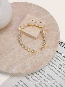 Enchnt Delicate Floral Crystal Bracelet - Adds Sparkling Charm To Your Outfits - Gold - View 5