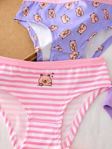 Girls Big Tween Girl Heart Print Line Star English Lettering Multi-Color Fashion Cartoon Cute Triangle Panties - Multicolor - View 4