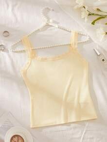 Fashionable Lace Patchwork Camisole - Apricot - View 4