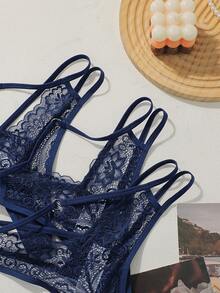 Divavoom 3-Piece Lace Patchwork Panty Set - Blue - View 4