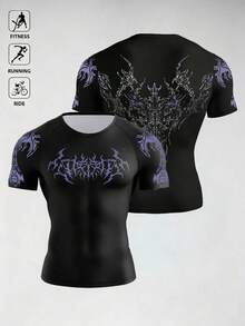 Gym Rark 男士哥特图案圆领休闲百搭日常运动短袖T恤，健身 - 彩色 - 查看 3