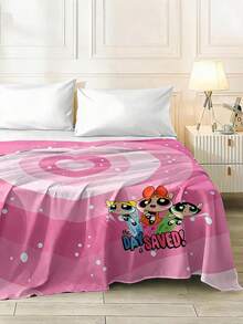 THE POWERPUFF GIRLS X Joivida 印花床單 1 件 100% 聚酯纖維 舒適透氣裝飾性寢具 適用於宿舍臥室 - 彩色 - 查看 2