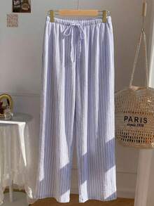 Solflare Lavender Striped Plus Size Women's Pants, Spring/Summer Fall - Mauve Purple - View 4