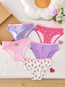 Girls Big Tween Girl Heart Print Line Star English Lettering Multi-Color Fashion Cartoon Cute Triangle Panties - Multicolor - View 5