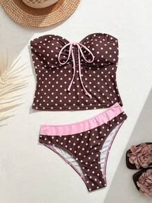 Sunnyshic Swim Vcay 2件組夏季新款花卉印花兩件式比基尼套裝 - 彩色 - 查看 2