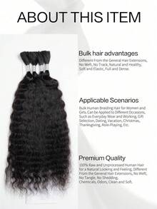 Boho Braids 大量真人发，用于编织无纬 100 克（1 包 - 4 捆）100% 天然色原生真人发，波浪微编织真人发，用于波西米亚风辫子，钩针编织真人发，无结辫子接发 - Natural Black - 查看 2