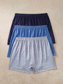 EverLounge Celana Pendek Santai Pria Motif Abstrak Seluruh Permukaan, Potongan Longgar 3 Pcs Oxer Briefs untuk di Rumah & Sehari-hari - MultiWarna - View 2