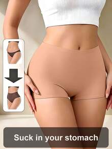SHEIN 1件女款收腰塑形緊身褲 - 棕色 - 查看 5