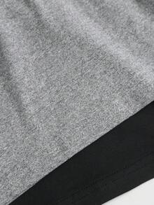 Sweetra Simple Casual Lazy Home Office Commute Daily Date Shopping Elastic Waist Wide Leg Pants Set For Women, Black And Grey, Spring Summer Autumn - Multicolor - View 6