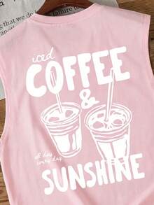 Daypath Men's Coffee Print Pink Tank Top - Pink - View 2