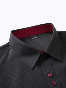 Manfinity Mode Men's Single-Breasted Casual Versatile Daily Long Sleeve Shirt - Black - View 4