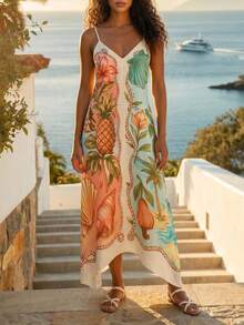CAJUNI Women's Floral Print Casual Vacation Summer Slip Dress - Multicolor - View 3