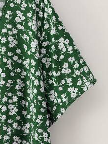 Rusticease Plus Size Green Pleated Round Neck Short Sleeve Dress Spring Summer 2026 - Green - View 4