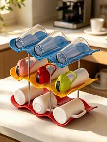 Kệ đựng cốc nước họa tiết sóng, nhiều tầng, giá đỡ cốc xếp chồng, khay sắp xếp tách trà, kệ trưng bày rượu cho quầy bar phòng khách - Nhiều màu - Xem 14