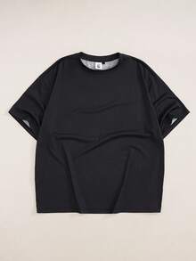 TOM & JERRY X SHEIN Men's Slogan Print Crew Neck Short Sleeve Casual T-Shirt - Black - View 2