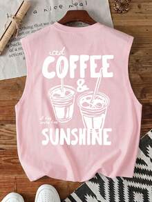 Daypath Men's Coffee Print Pink Tank Top - Pink - View 6