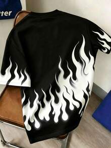 Gym Rark Men's Plus Size Flame Print Sports T-Shirt - Black - View 2
