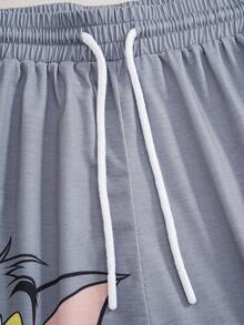 TOM & JERRY X SHEIN Men's Cartoon Print T-Shirt And Shorts Set - White - View 5